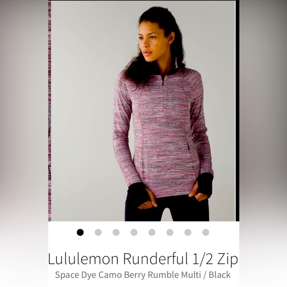 Lululemon Size 2 Runderful 1/2 Zip In Space Dye Camo Berry Rumble Multi Black